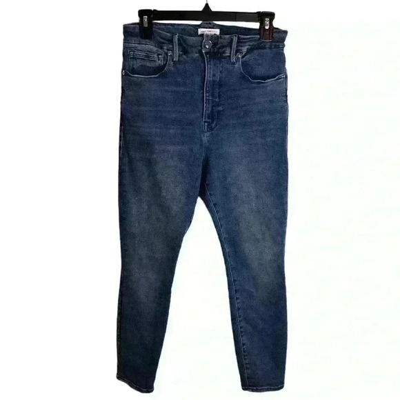 Good AMERICAN Good Waist High Waist Crop Skinny Jeans In Blue798 Size 10/30 - Picture 2 of 8